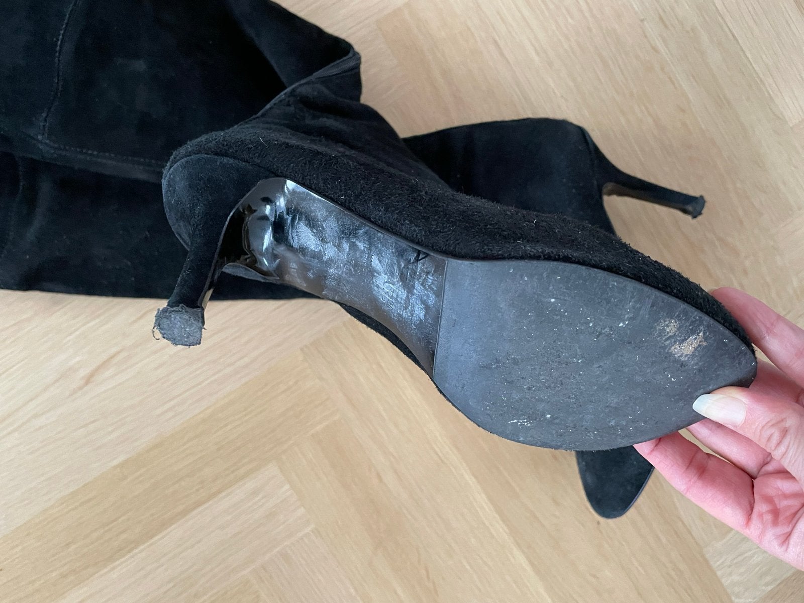 Zwarte Suede Overknee Laarzen met Rits, Ophalen of Verzenden, Gedragen, Zwart, Hoge laarzen