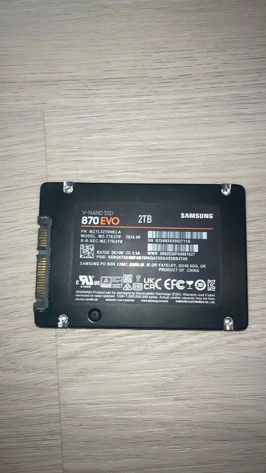 Samsung 870 EVO 2TB SSD - Zo goed als nieuw, PS5 compatibel, Computers en Software, Harde schijven, Intern, Console, Ophalen of Verzenden