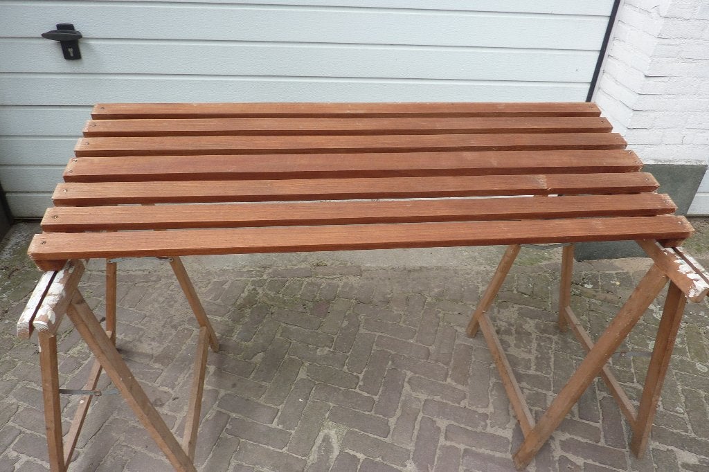 Kapstok met hoedenplank Teak retro vintage., Wandkapstok, Gebruikt, 200 cm of meer, Ophalen of Verzenden
