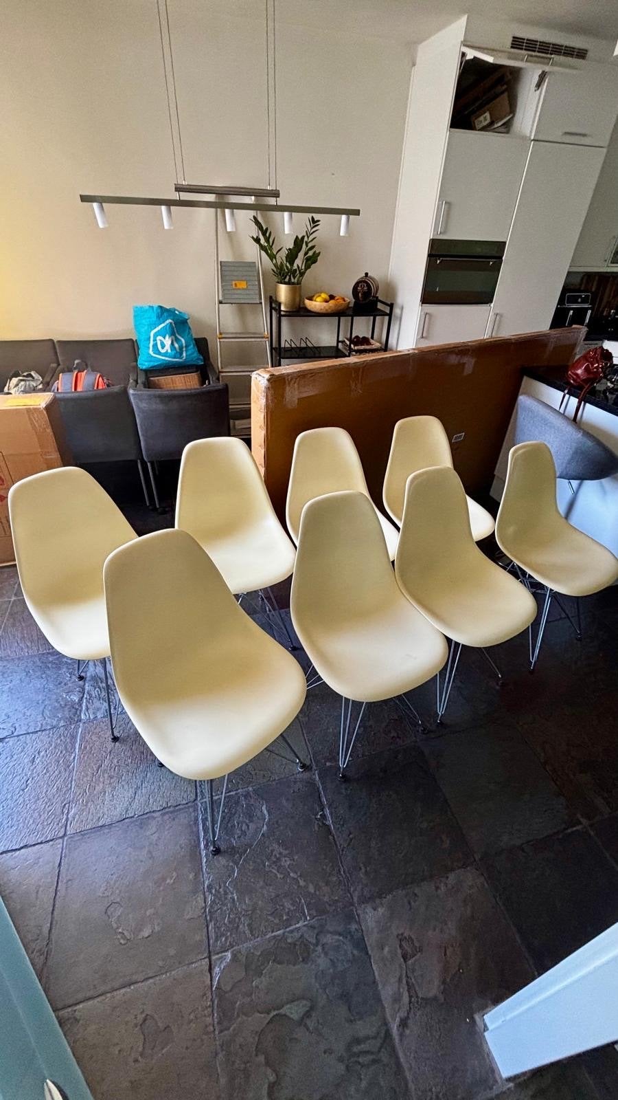 8 Replica Vitra Eames DSR stoelen - complete set, Ophalen, Kunststof, Gebruikt, Overige kleuren