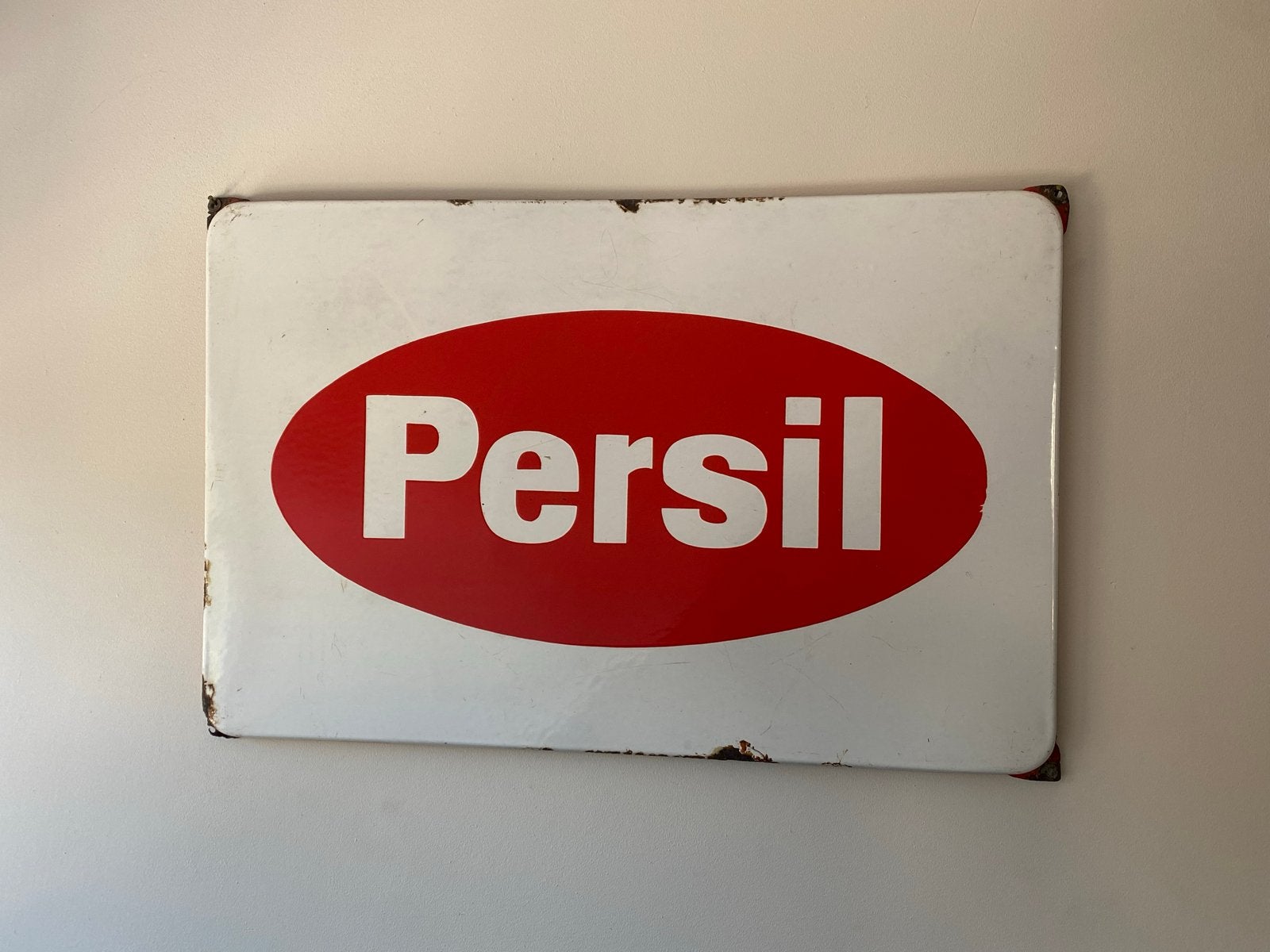 Vintage Persil Emaille Reclamebord - Authentiek en Charmant, Antiek en Kunst, Ophalen