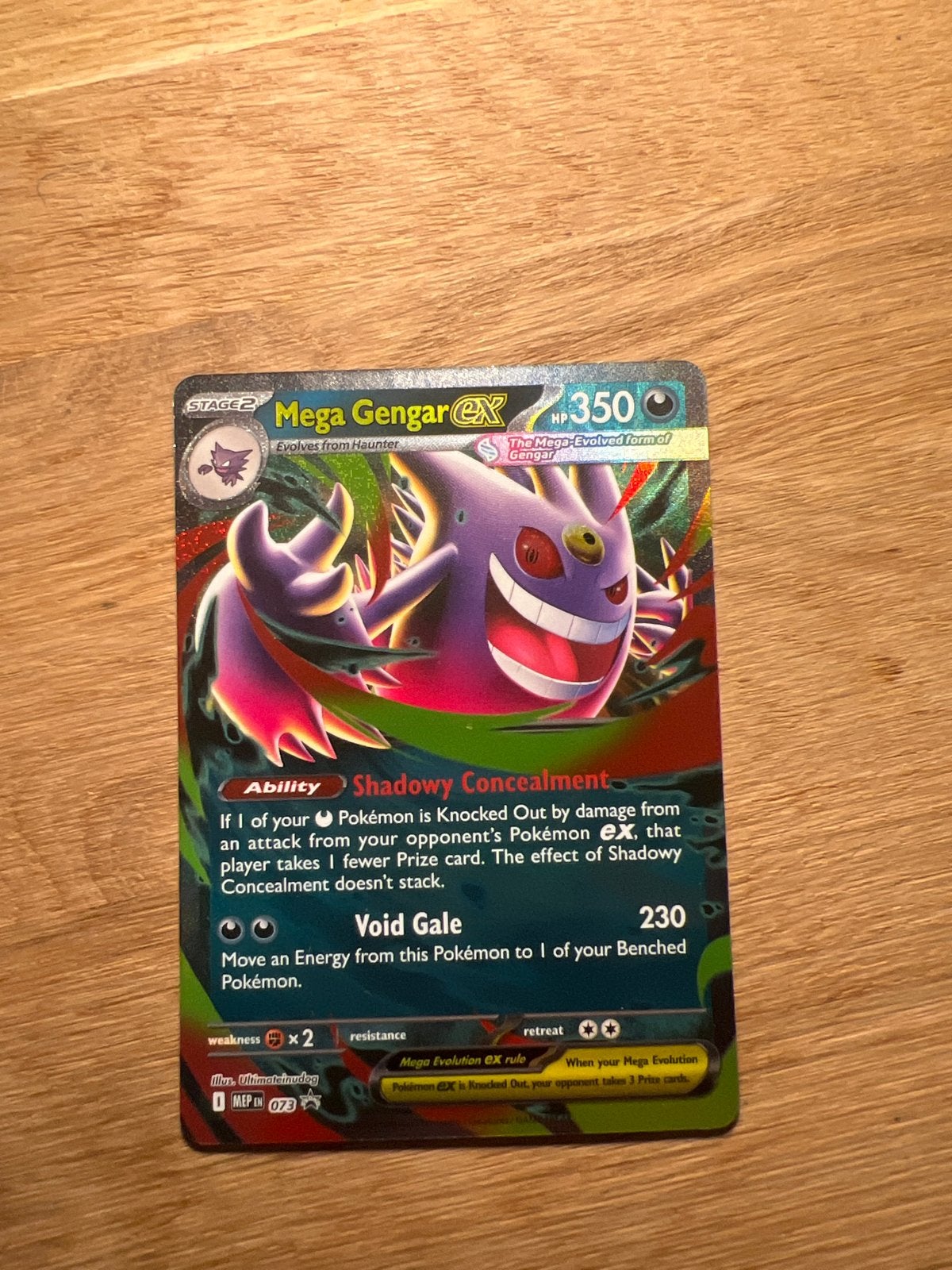 Mega Gengar EX PROMO Pokémon Kaart - Shadowy Concealment, Ophalen of Verzenden, Zo goed als nieuw, Losse kaart, Foil