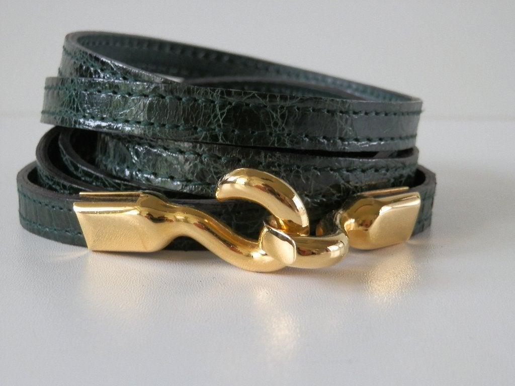 Lanvin riem. Groen. Leer., Kleding | Dames, Riemen en Ceinturen, Zo goed als nieuw, Tailleriem, 100 cm of meer, Minder dan 3 cm