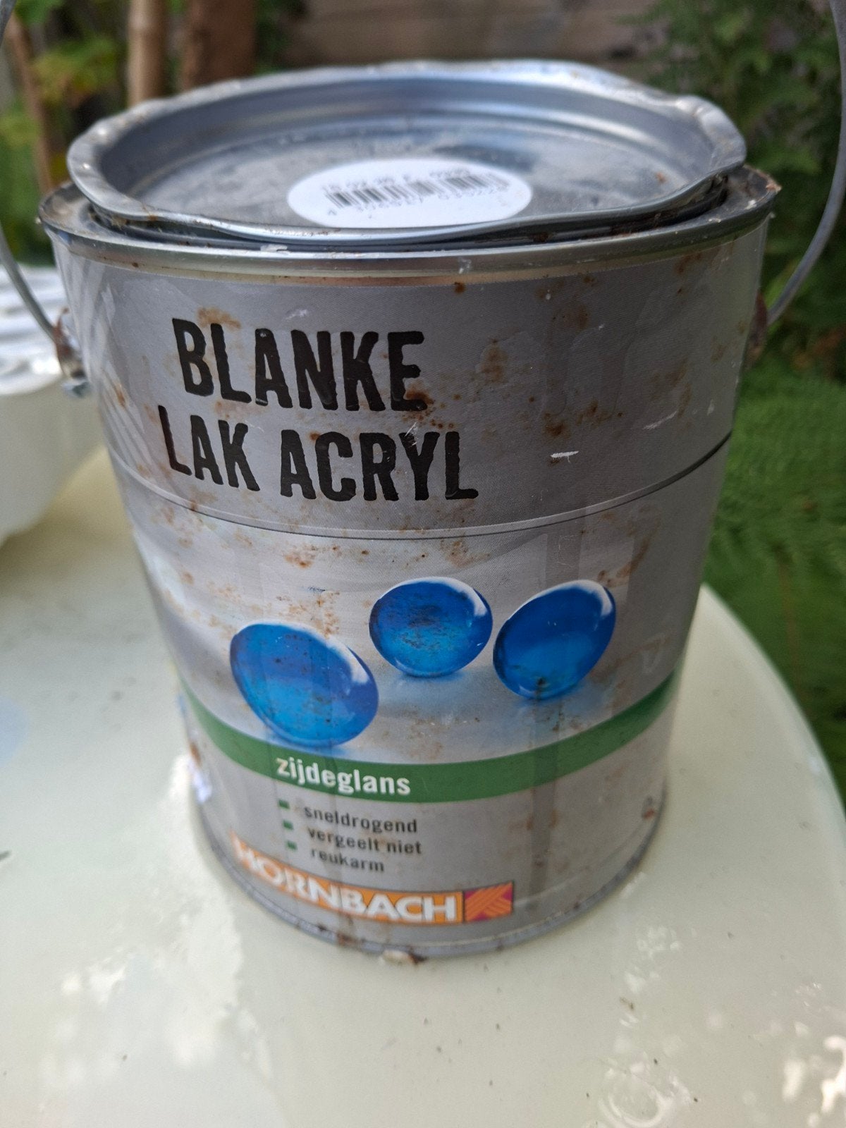 Hornbach + 1,5 liter blanke acryl lak zijdeglans, Ophalen