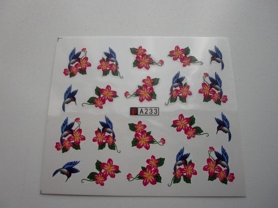 Velletje nagel water decals stickers A233 bloemen oranje roz, Verzenden, Nieuw, Oranje, Handen en Nagels