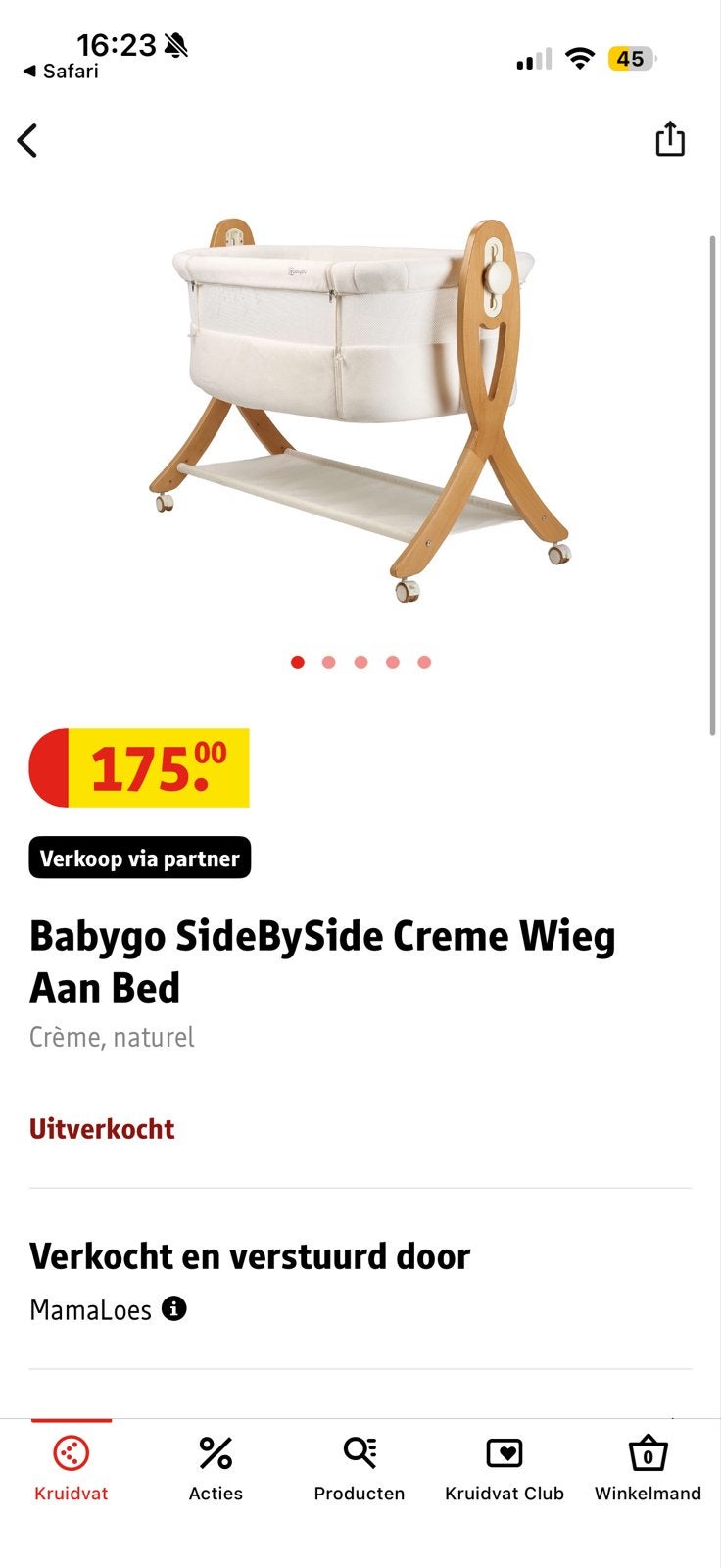 Cosleeper Babygo SideBySide Creme, Ophalen, Zo goed als nieuw, Wieg
