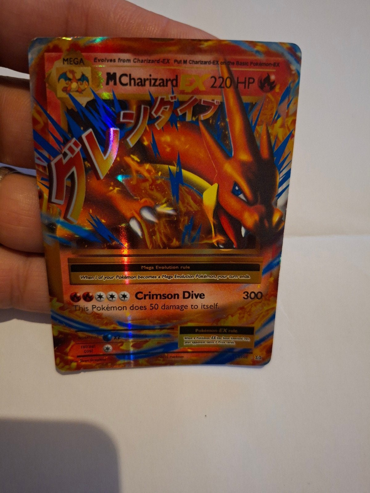 Pokémon M Charizard EX 220 HP Kaart, Ophalen of Verzenden, Gebruikt, Losse kaart, Foil