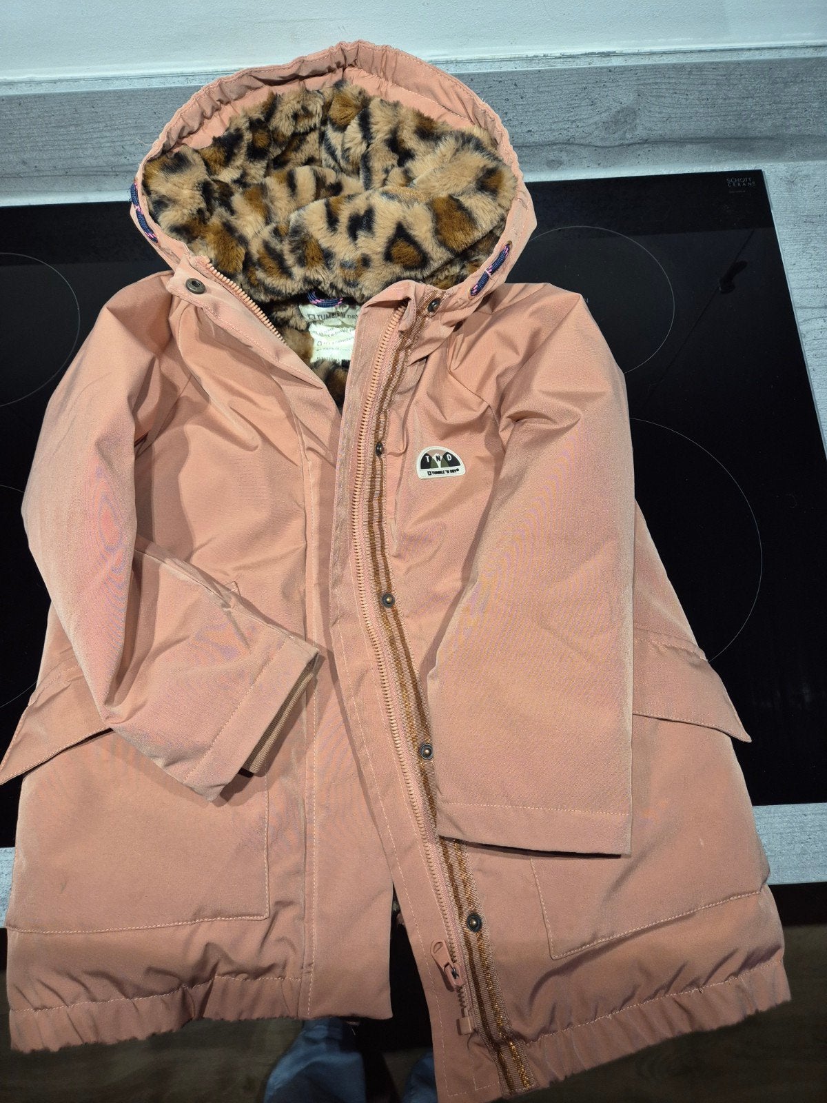 Tumble 'n Dry winterjas oud roze met panterprint voering, Tumble 'n Dry, Gebruikt, Meisje, Ophalen of Verzenden