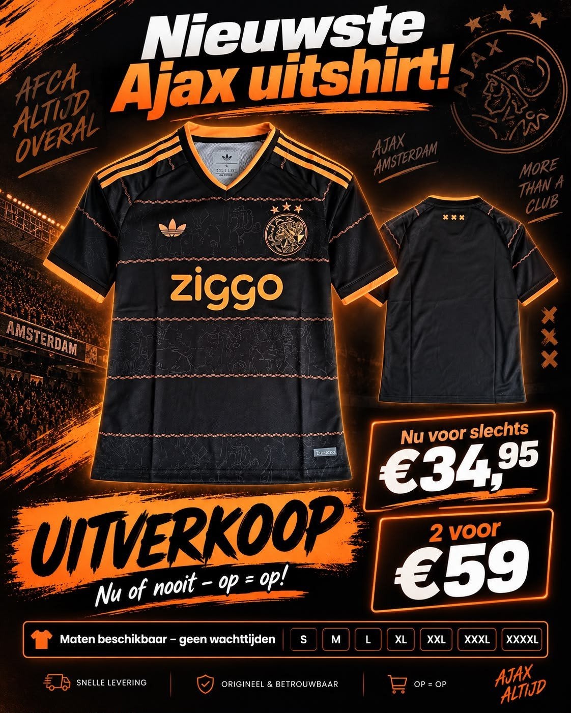 Ajax nieuwste Uit shirt en voor kids thuis en uit, Maat XS of kleiner, Verzenden, Nieuw, Shirt