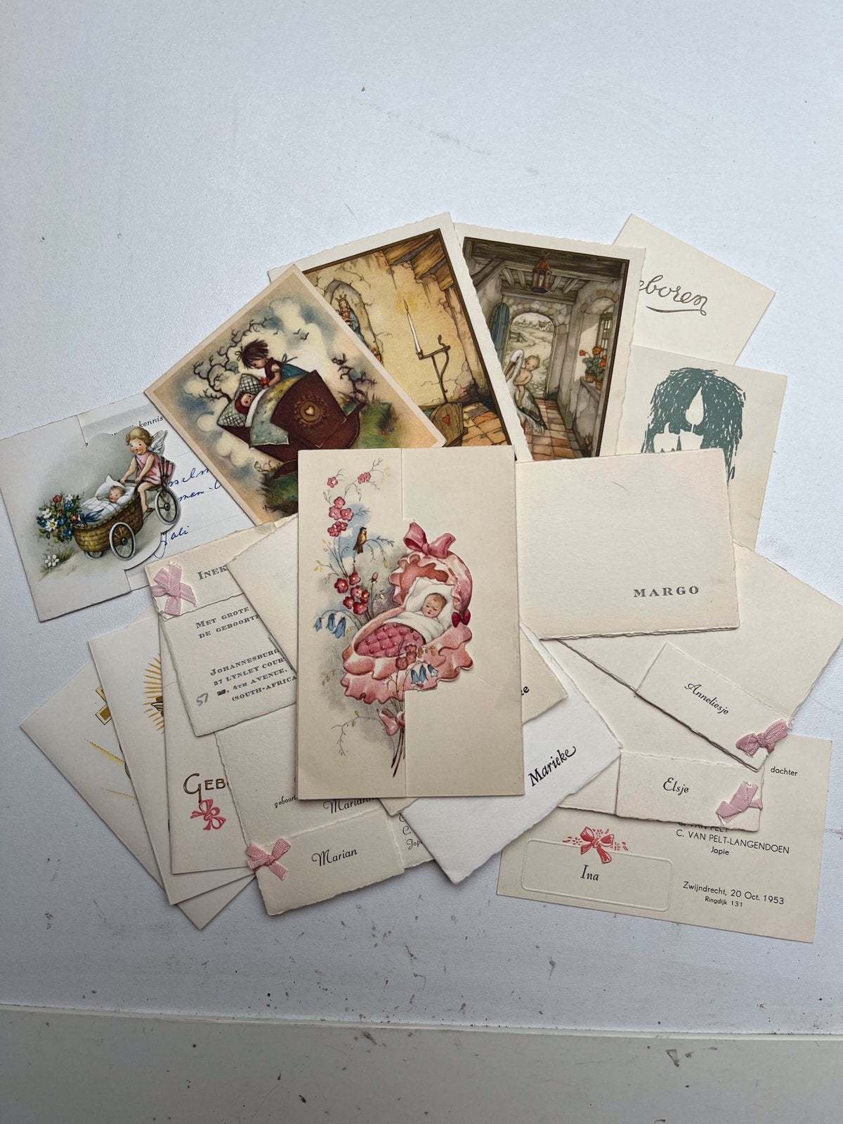 Vintage Geboortekaartjes - Diverse Ontwerpen, Verzamelen, Geboortekaartjes en Visitekaartjes, Ophalen of Verzenden, Geboortekaartje