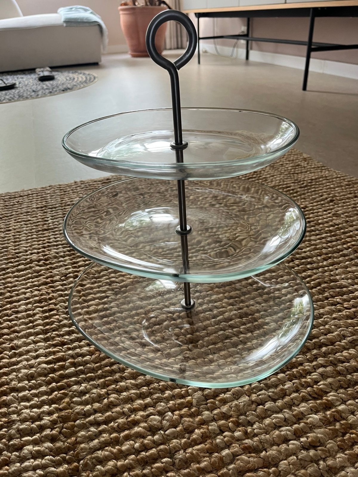 etagere 3 lagen. glas met metaal, Ophalen, Zo goed als nieuw