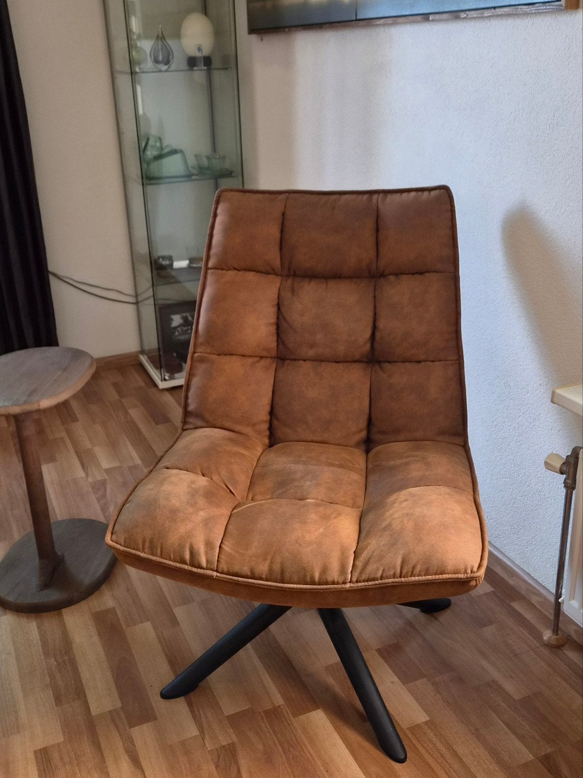 Woood draaifauteuil cognac-  Zo goed als nieuw, Ophalen, Modern, Comfortabel, Bruin, Zo goed als nieuw