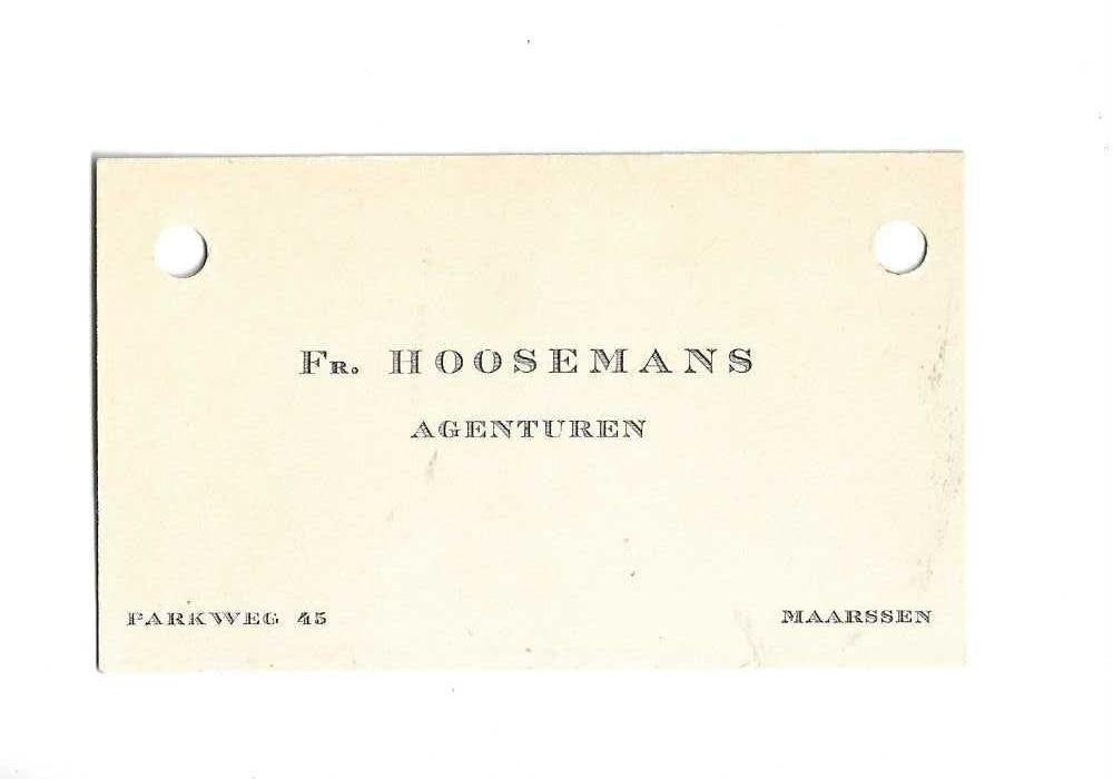 maarssen  fa.hoosemans  parkweg 48  afm 9,5x5,5cm, Verzenden, Voor 1970, Visitekaartje