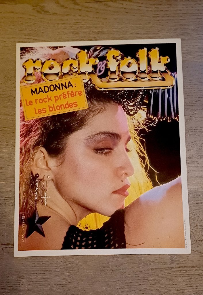 Madonna promo poster Rock & Folk, France 1985, Verzenden, Zo goed als nieuw, A1 t/m A3, Film en Tv