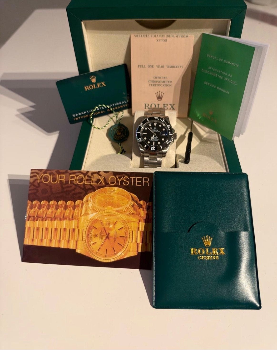 Rolex Submariner Polshorloge met doos en papieren, Overige merken, Staal, Polshorloge, Ophalen of Verzenden