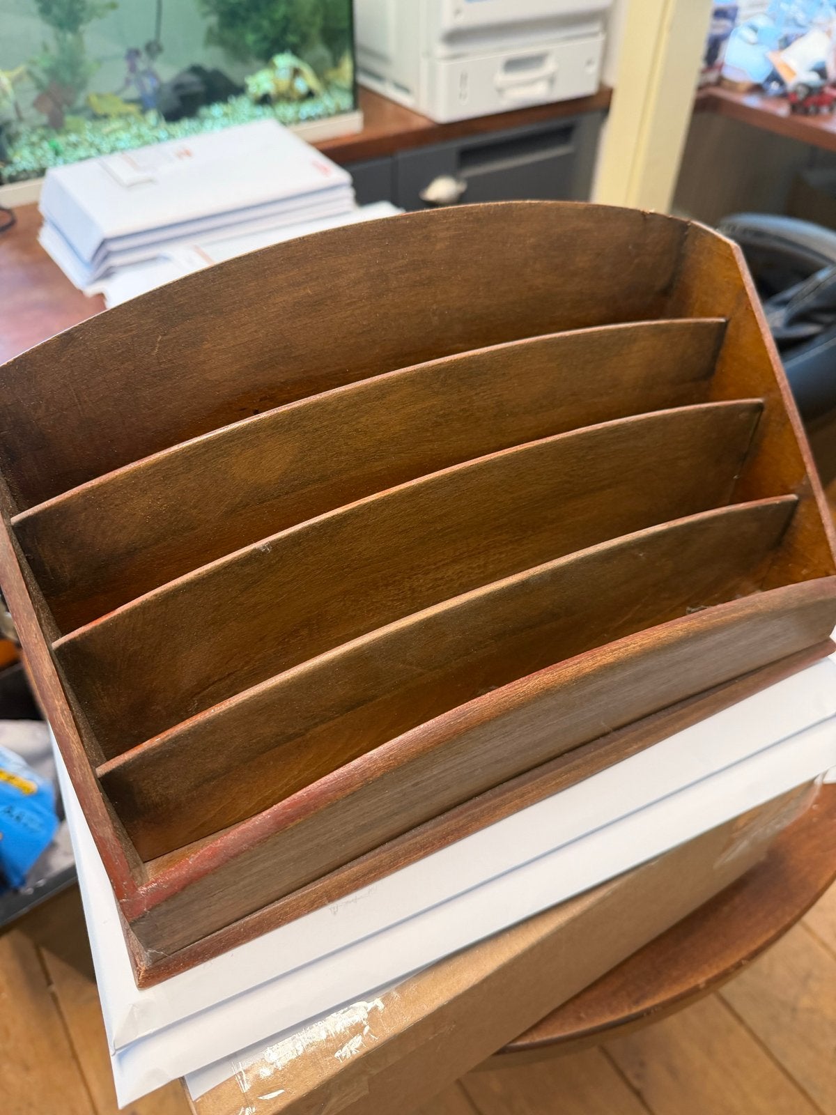 Vintage Houten Brievenbakje - Bureau Organizer, Ophalen of Verzenden