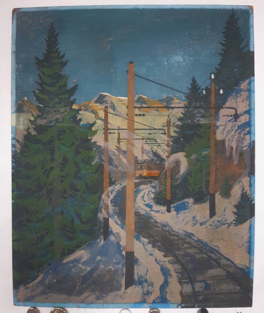Ontwerp (?) voor een treinposter op karton, Verzenden, A1 t/m A3, Reclame, Rechthoekig Staand