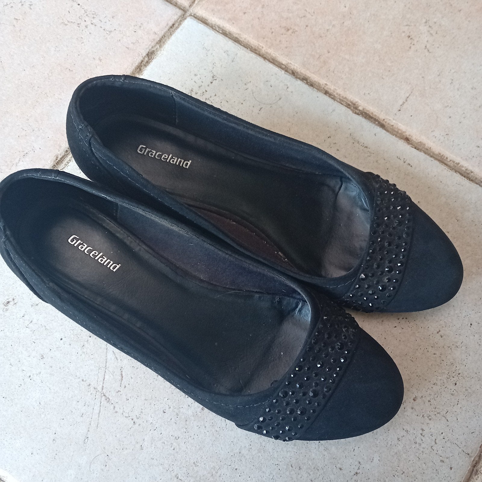 leuke suède schoentjes 49, Zwart, Zo goed als nieuw, Graceland, Sandalen of Muiltjes