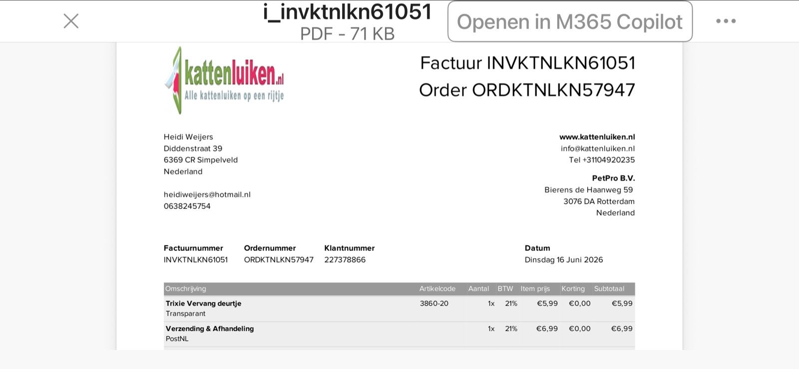 Nieuw vervangdeurtje kattenluik, Ophalen of Verzenden, Nieuw