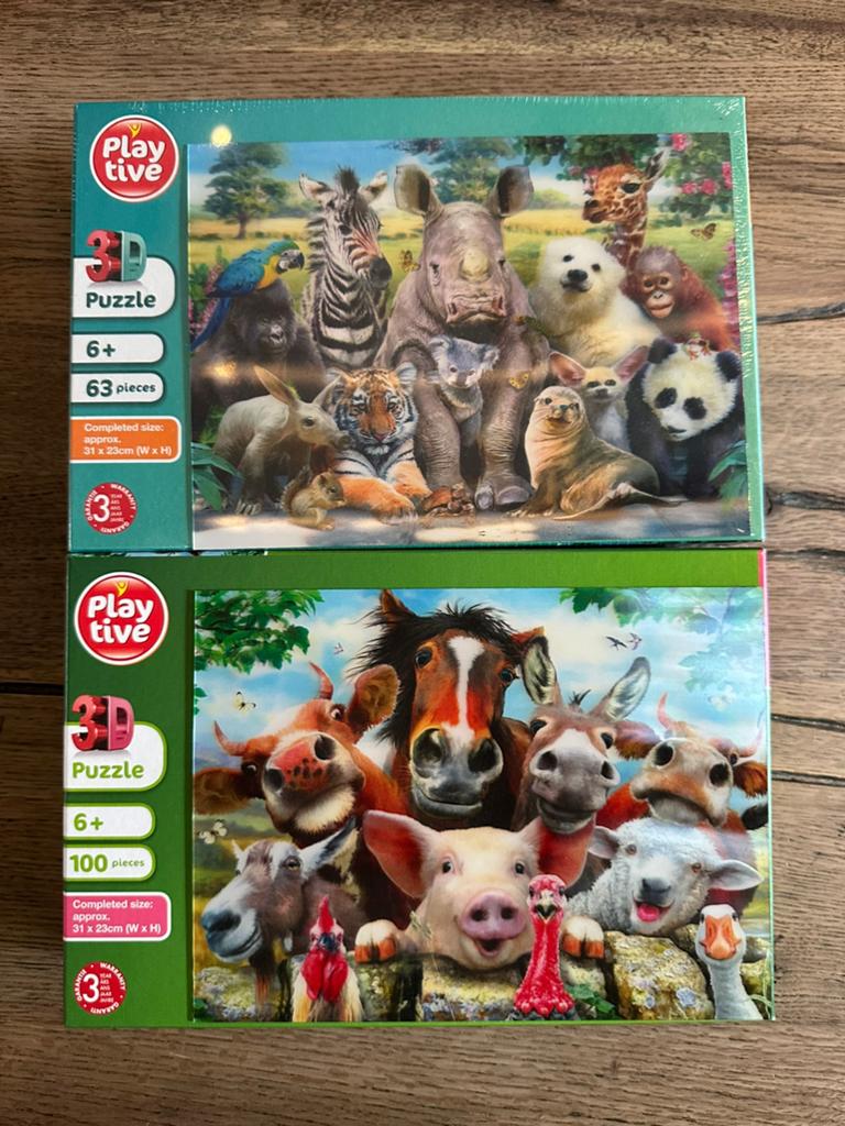 2x Playtive 3D Puzzel: Boerderij en Wilde Dieren (Nieuw), Ophalen of Verzenden, Meer dan 50 stukjes, Nieuw, 6 jaar of ouder