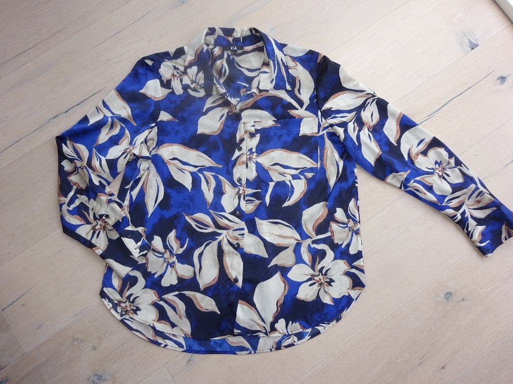 blauwe blouse C&A maat 42 zga nieuw, Meerkleurig, Maat 42/44 (L), Ophalen of Verzenden, Zo goed als nieuw