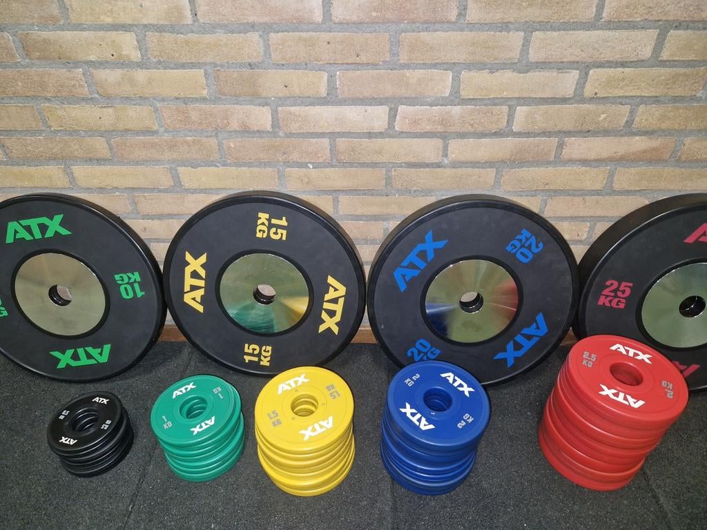 Complete Set ATX Polyurethaan Change Plates - 50 stuks, Sport en Fitness, Ophalen, Zo goed als nieuw, Benen, Halterschijven