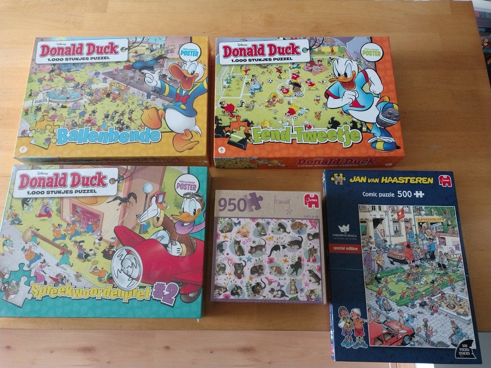 Jan van Haasteren 500, Donald Duck 1000 puzzels nieuw, Ophalen, 500 t/m 1500 stukjes, Nieuw, Legpuzzel