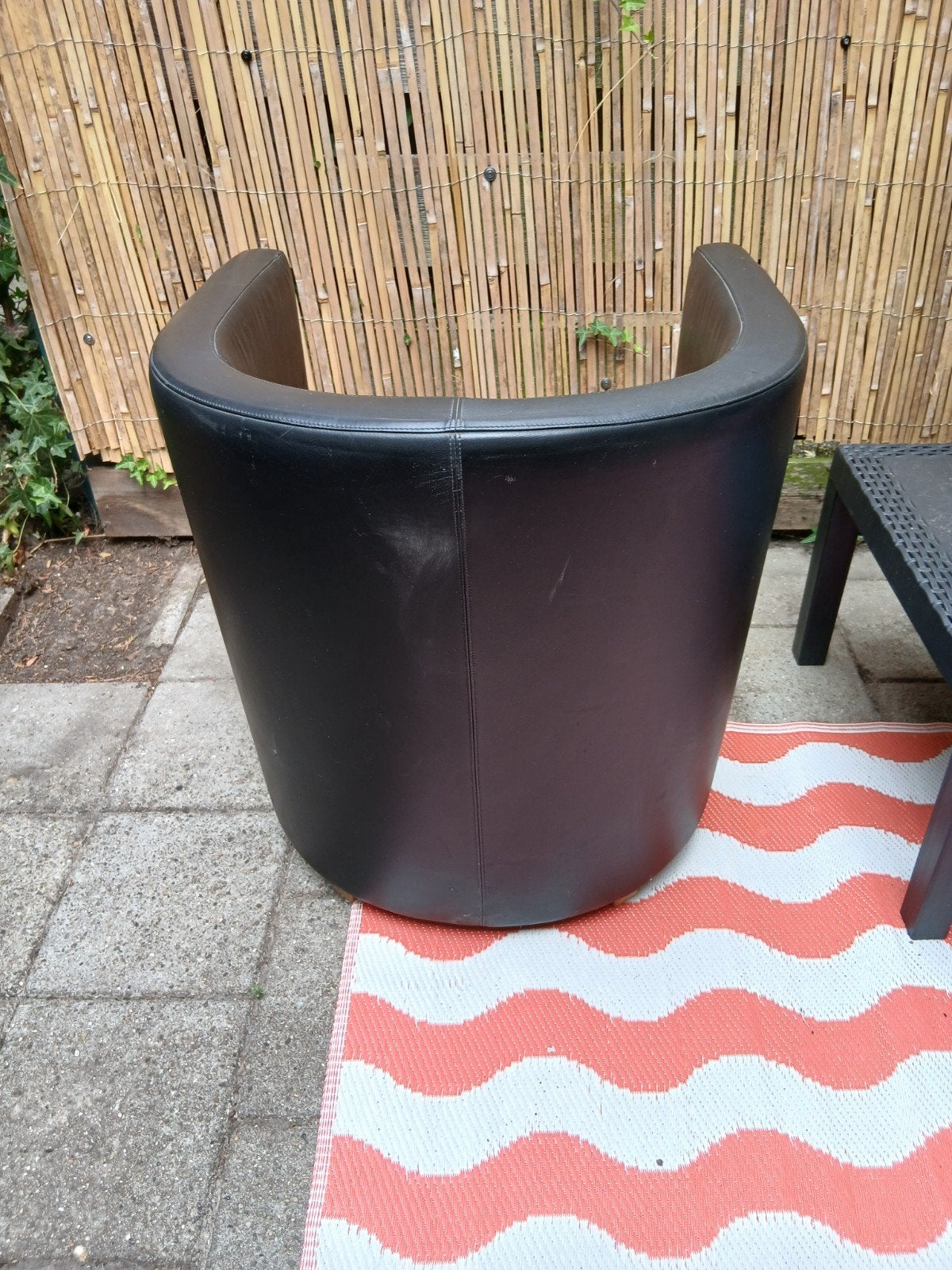 Zwarte leren fauteuil - Comfortabele kuipstoel, Modern, Comfortabel, Gebruikt, Zwart, Leer