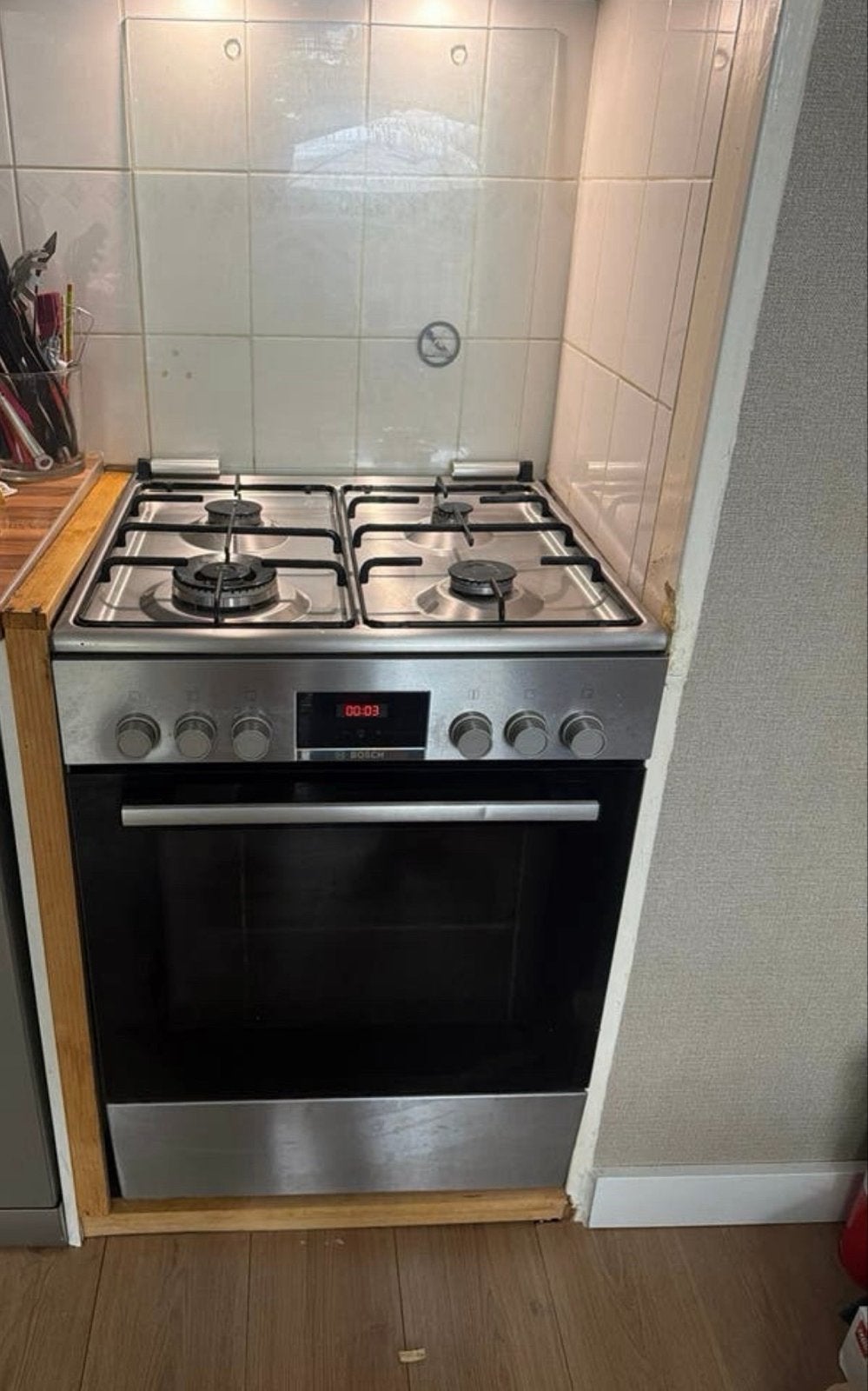 Bosch gasfornuis met goed werkende oven, Ophalen, Gebruikt, 60 cm of meer, 4 kookzones