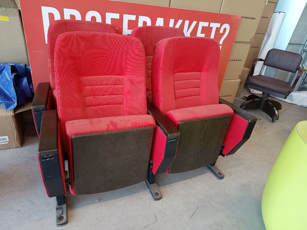 Bioscoopstoelen, Ophalen, Zo goed als nieuw, Rood, Vier