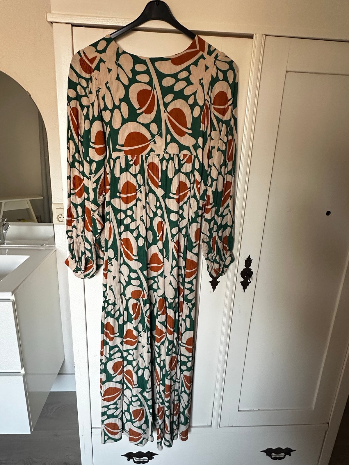Zomerjurk By Bar Amsterdam maat S - Groen, Beige, Oranje, Kleding | Dames, Ophalen of Verzenden, Zo goed als nieuw, Maat 36 (S)