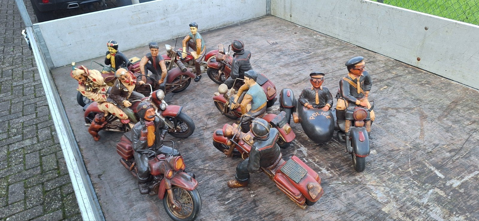 Totaal 9 stuks: Vintage Motorrijder Beelden Collectie, Ophalen, Gebruikt