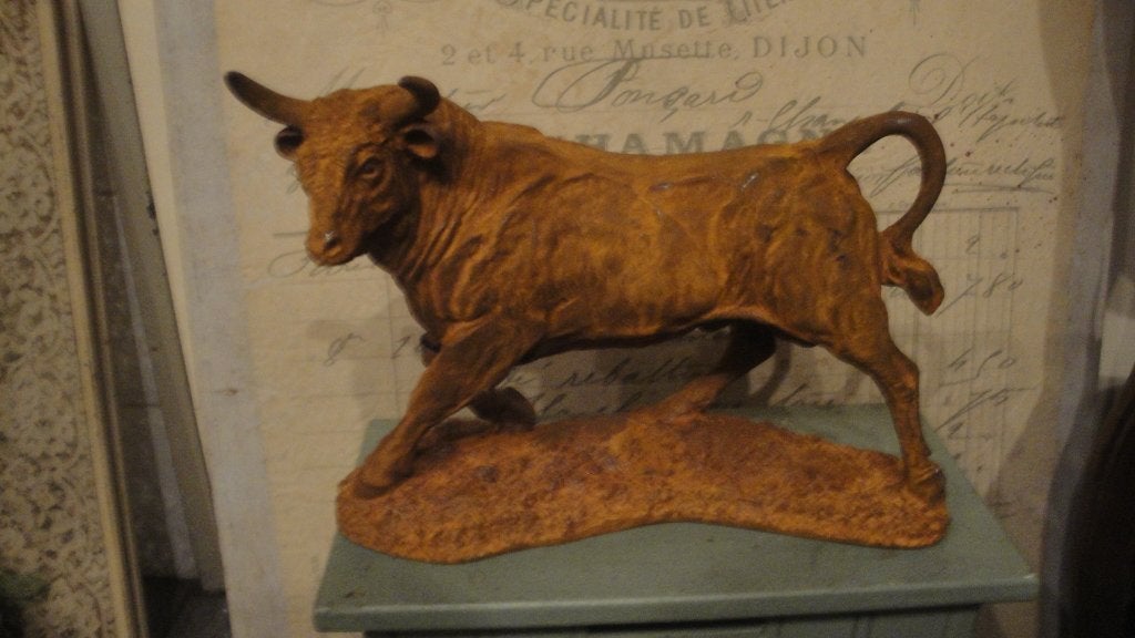 gietijzeren stier30 lang 22 hoog, Ophalen of Verzenden, Nieuw, Metaal, Dierenbeeld