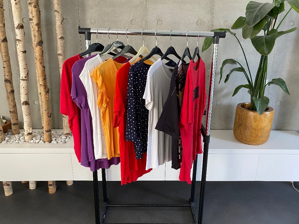 K287 Diverse T-shirts maat 38/40/42=M/L T-shirt top rood wit, Maat 42/44 (L), Ophalen of Verzenden, Zo goed als nieuw, Korte mouw