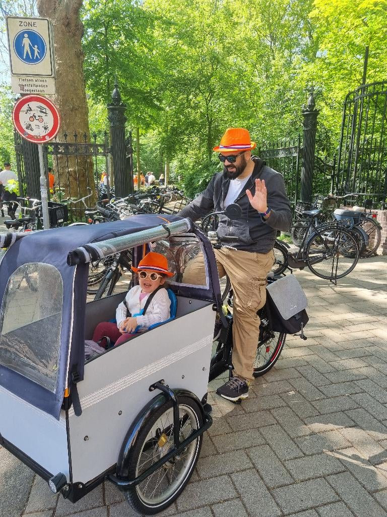 Babboe Big cargo bike with electric motor - bakfiets, Fietsen en Brommers, Ophalen, Gebruikt, 4 kinderen of meer, Huif