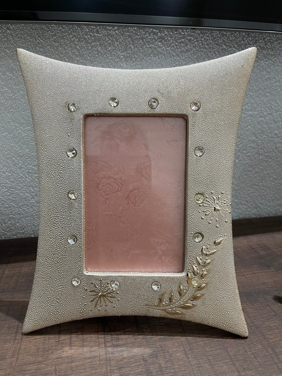 Elegante fotolijst met strass steentjes - Set van 2., Overige materialen, Beige, Ophalen of Verzenden, Zo goed als nieuw