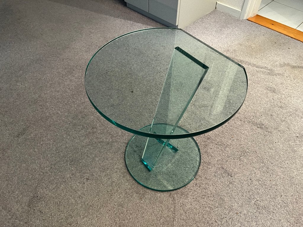 Tonelli Design Nicchio glazen bijzettafel – Italiaans design, Ophalen, Minder dan 55 cm, Rond, Vintage glass design
