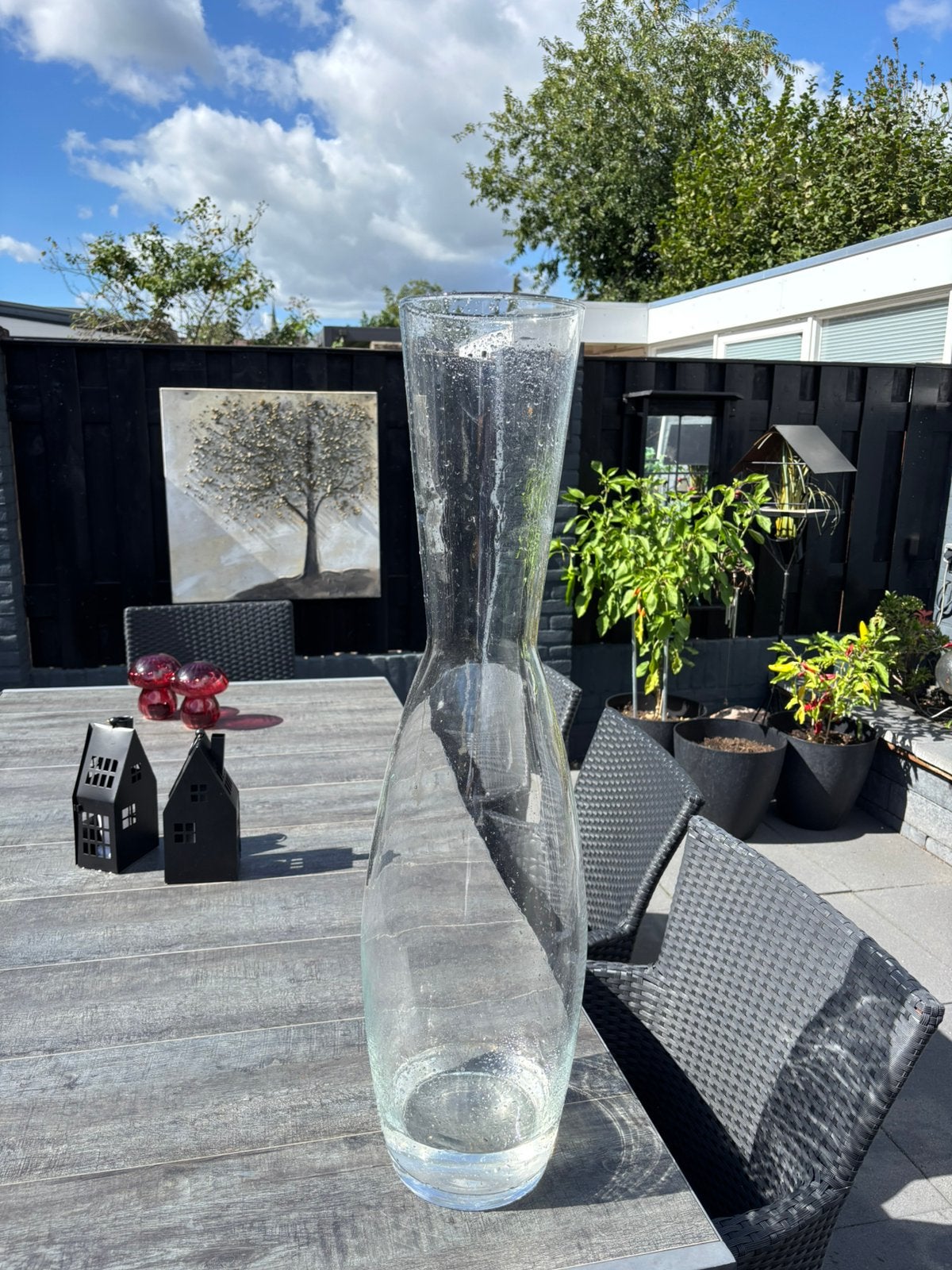 Grote glazen vaas 8o cm, Glas, Ophalen, Zo goed als nieuw, 20 cm