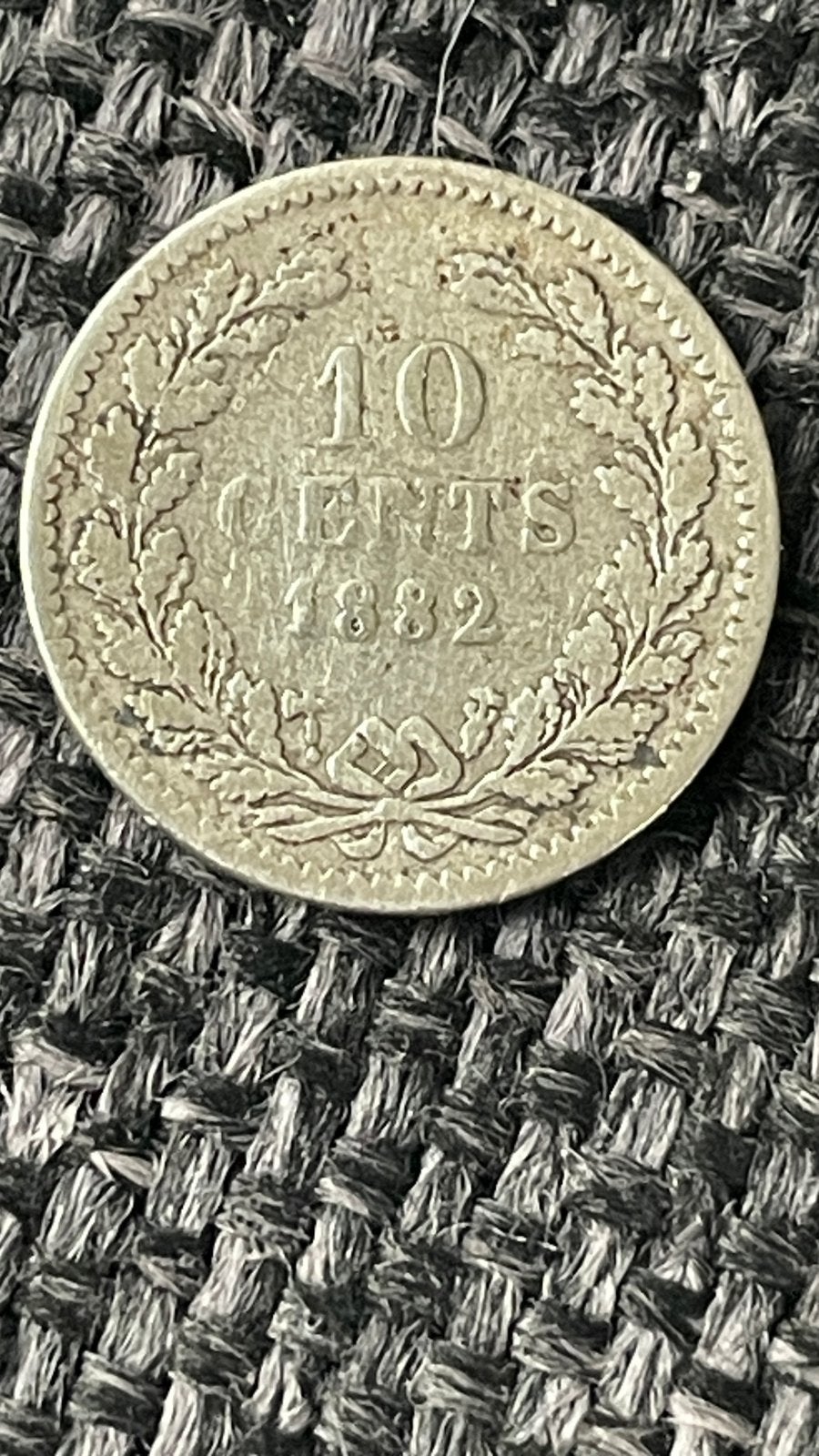 Zilveren 10 Cents munt Koning Willem III 1882, Koning Willem III, Zilver, Ophalen of Verzenden, 10 cent