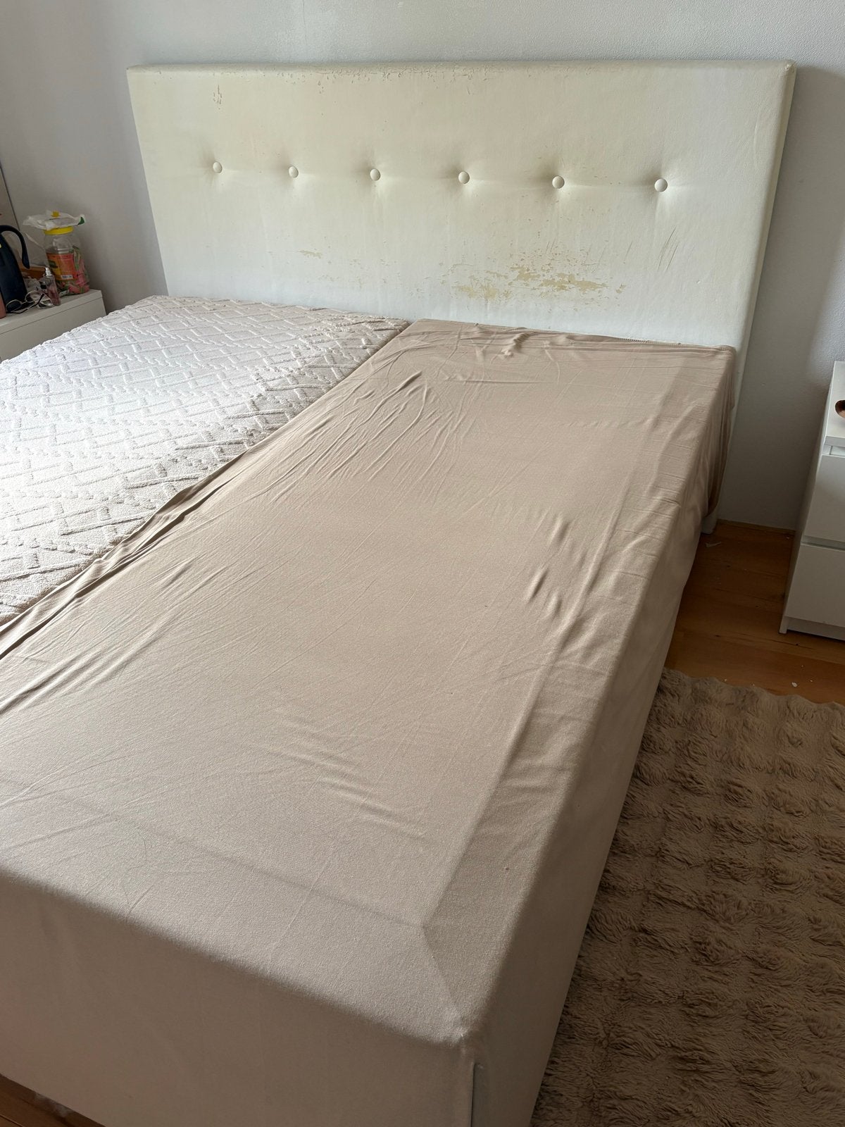 GRATIS Tweepersoonsbed boxspring 180x200 cm - tweedehands, Ophalen, Gebruikt, Wit, Tweepersoons