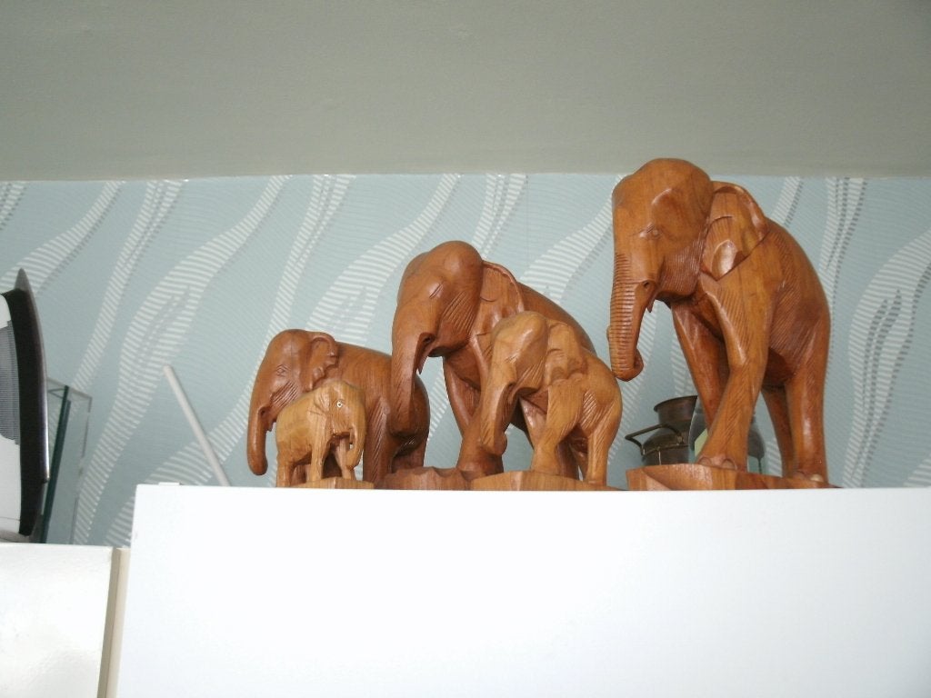 Set houten olifanten, Antiek en Kunst, Ophalen, Houtsnijwerk, Zoogdier, 20 - 50 cm