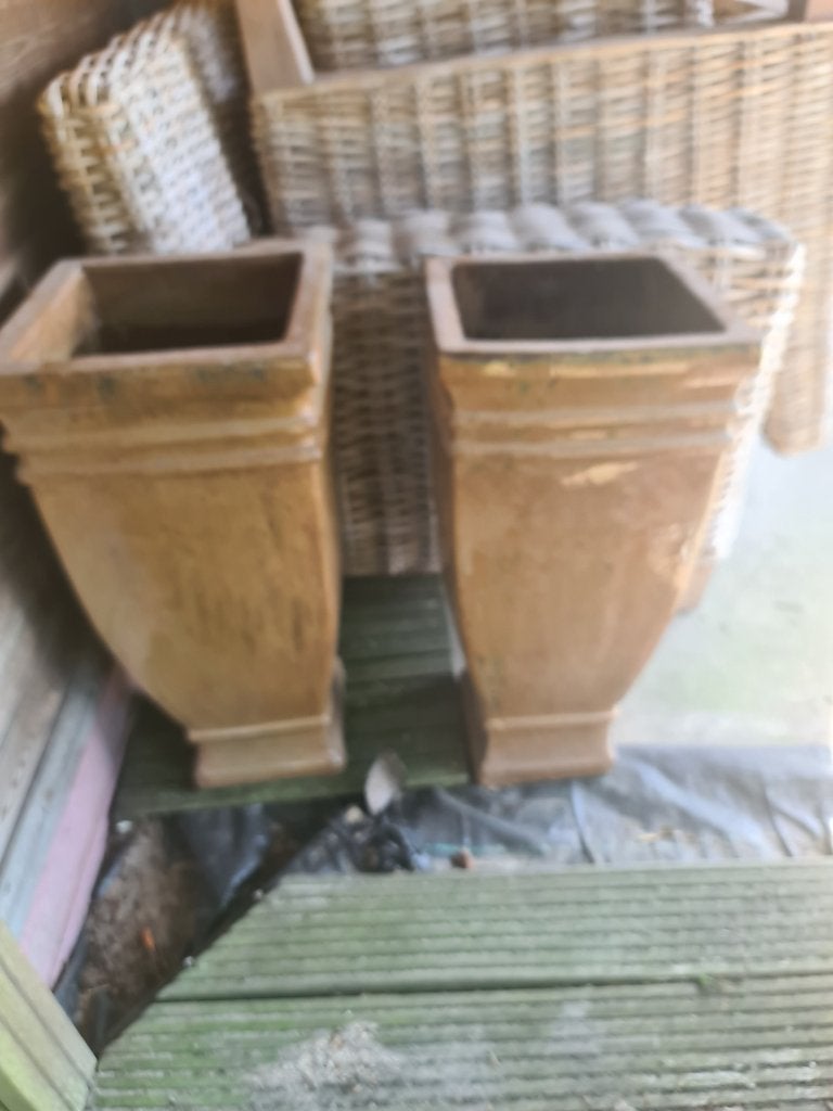 Buiten bloempotten, Tuin en Terras, Bloempotten, Vierkant, Zo goed als nieuw, Balkon, Aardewerk