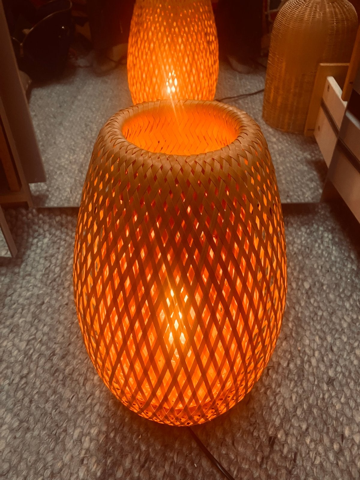 IKEA Boja tafellamp - Bamboe, Huis en Inrichting, Natuurlijk materiaal, E14 (klein), Ophalen of Verzenden, Zo goed als nieuw