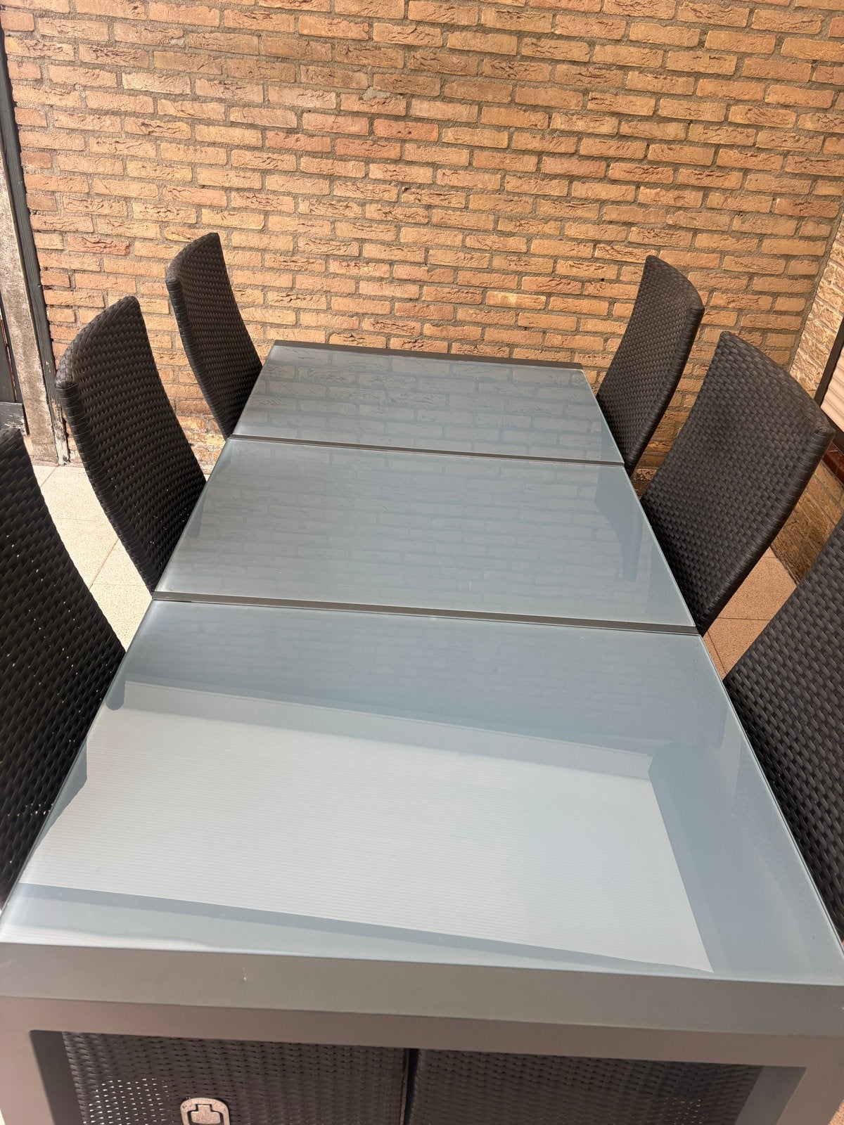 Wicker tuinset met uitschuifbare tafel en 8 stoelen, Ophalen, Gebruikt, Eettafel, 8 zitplaatsen