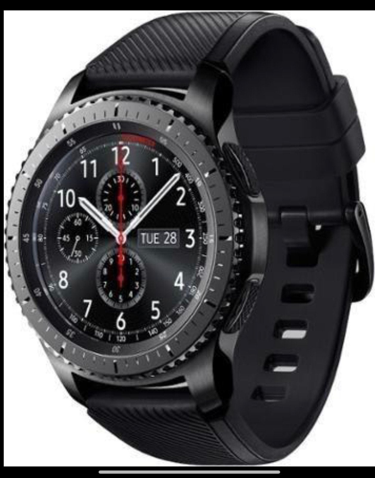 Samsung Gear S3 Frontier Smartwatch Zwart, Zwart, GPS, Ophalen of Verzenden, Zo goed als nieuw