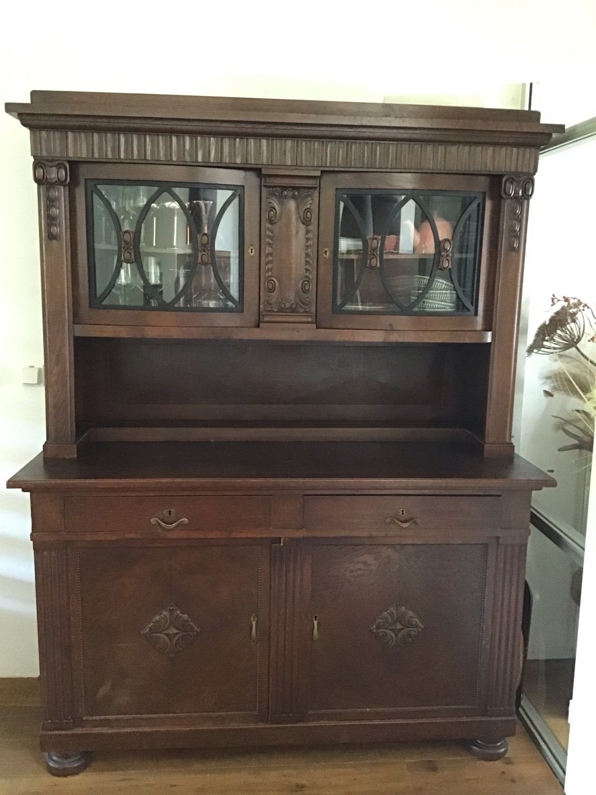 Antiek Donker Eiken Dressoir/Buffetkast - 200x165x65cm, Ophalen