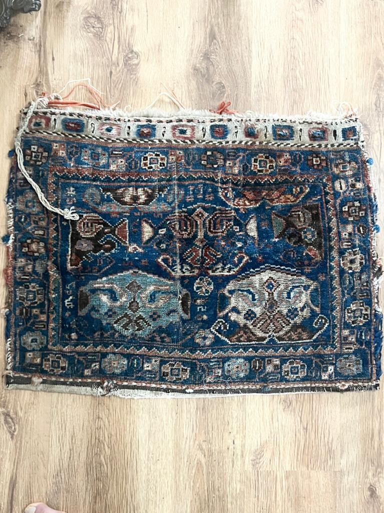 Antiek Perzisch Tapijtje - KraanZak Handgeknoopt Blauw, Ophalen of Verzenden