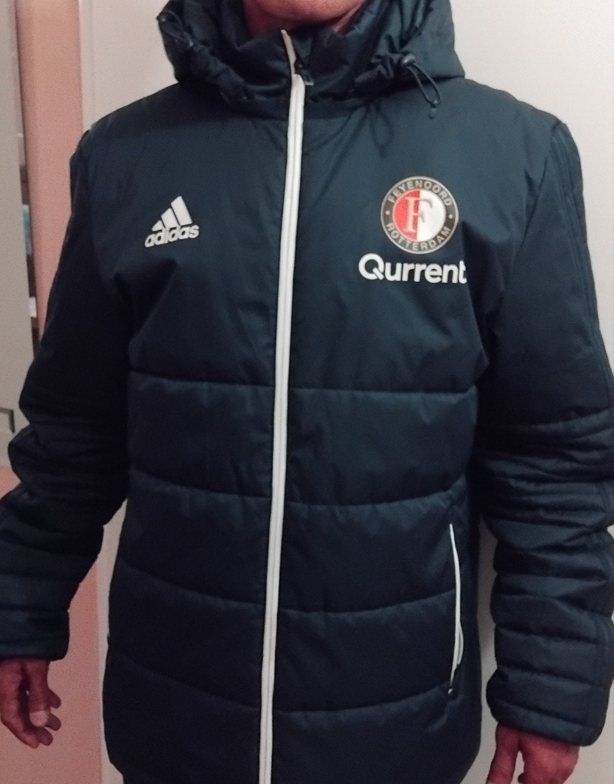 Feyenoord Adidas Winterjas Maat L, Ophalen, Maat 52/54 (L), Blauw, Zo goed als nieuw