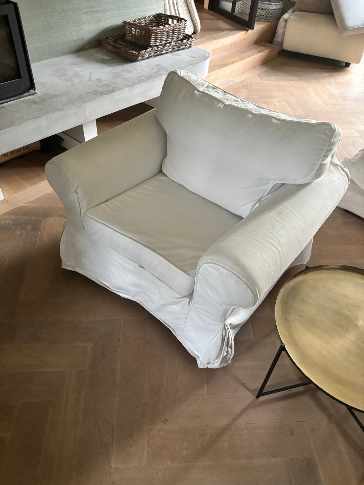 Comfortabele witte IKEA EKTORP fauteuils, Huis en Inrichting, Ophalen, Gebruikt, 75 tot 100 cm, 100 tot 125 cm