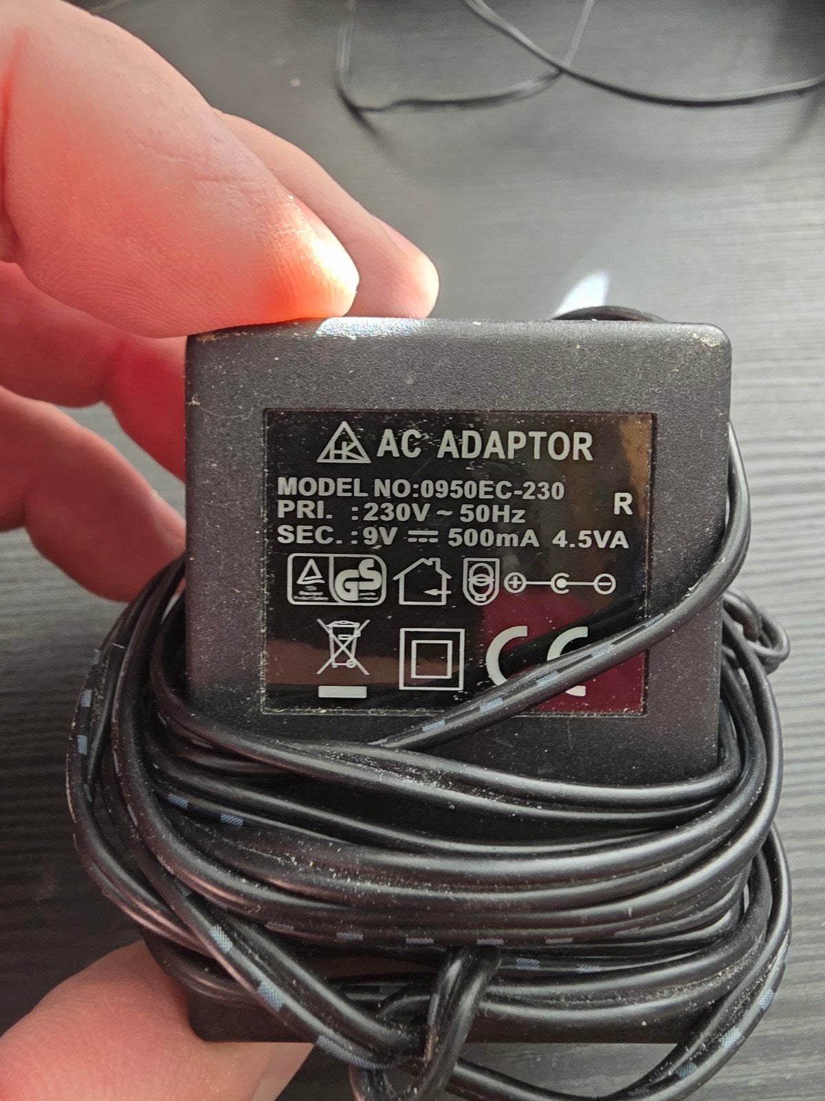 AC Adapter 9V 500mA 4.5VA - Model 0950EC-230, Ophalen of Verzenden, Gebruikt